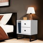 Nordure Glimmer Mesita de Noche Blanca y Negra 45.2x50x29.5 cm